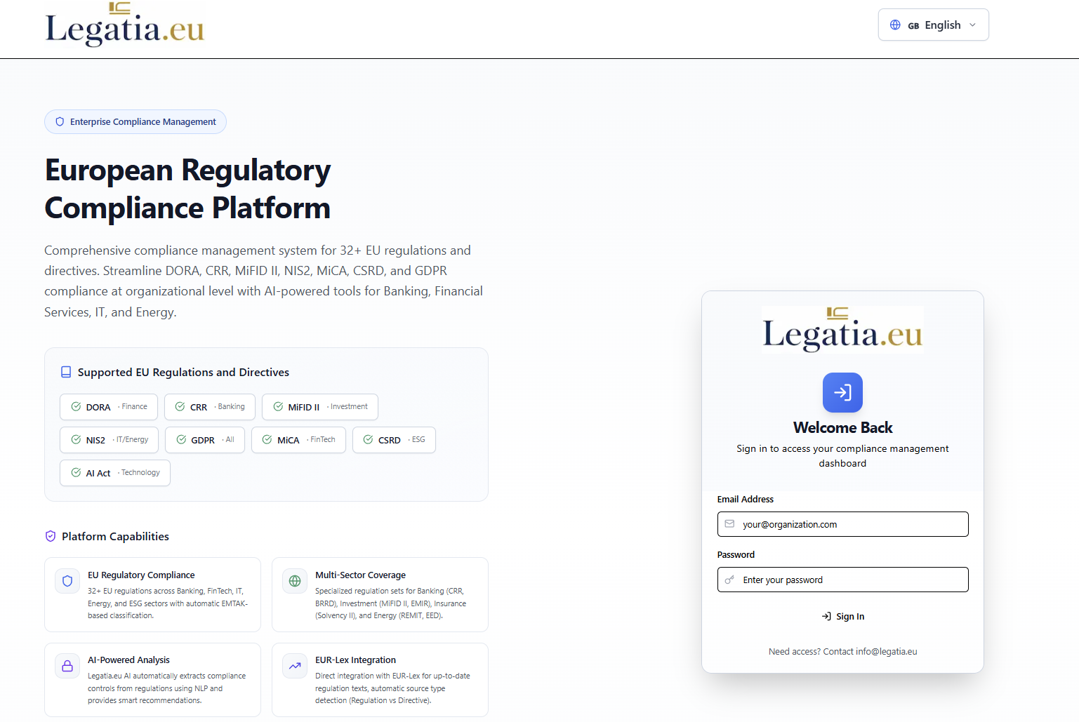 Legatia.eu - RegTech SaaS Platvorm